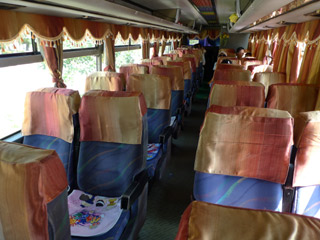 Interior of Mekong Express bus from HCMC to Phnom penh