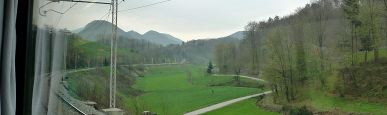 Scenery from the train between Zagreb and Vienna