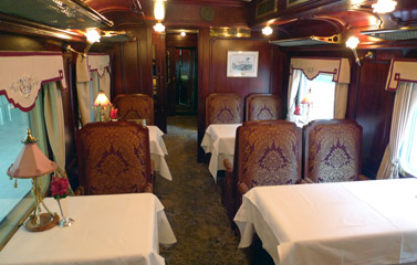Saloon car, dining area