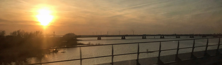 Crossing the Moerdijk Bridge over the Hollands Diep between Amsterdam and Brussels