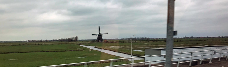 Dutch windmill seen from Eurostar to Amsterdam