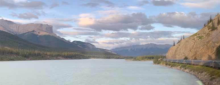 More scenery as the train runs along the Athabasca River