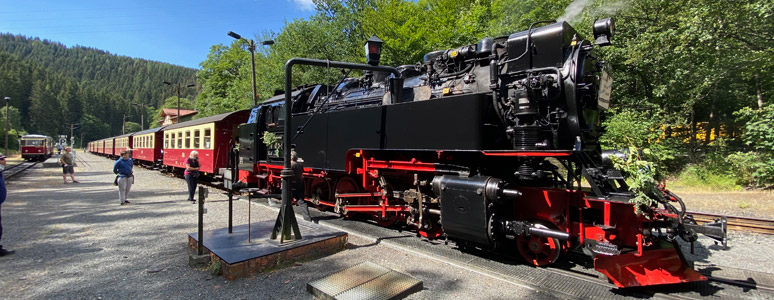 Harz Railway train taking on water at Eisfelder Talmühle