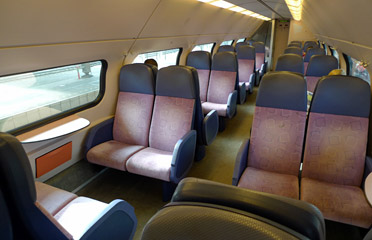 Seats on Dutch double-deck train