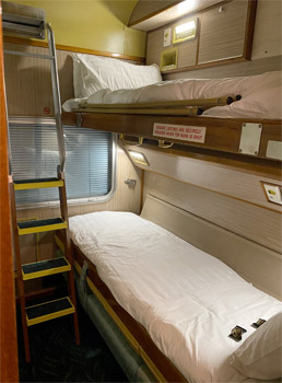 Gold Service on the Indian Pacific & The Ghan trains:  Twinette sleeper in night mode