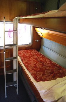 Gold Service on the Indian Pacific & The Ghan trains:  Twinette sleeper in night mode