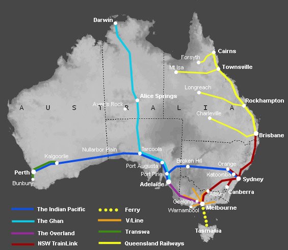 A guide to train travel in Australia Train routes, times, &