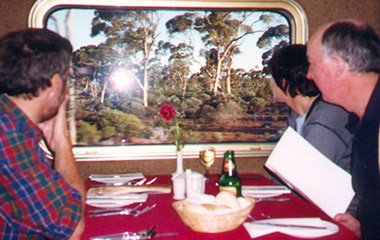 Koala spotting from the Indian Pacific's restaurant car