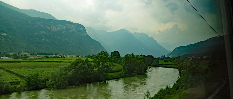 Hilltop fortresses seen from the Brenner Pass train