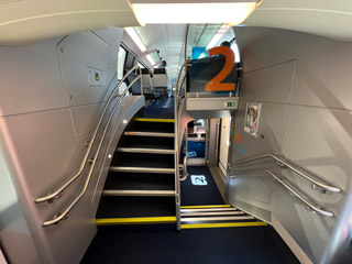 Westbahn train stairs to upper deck