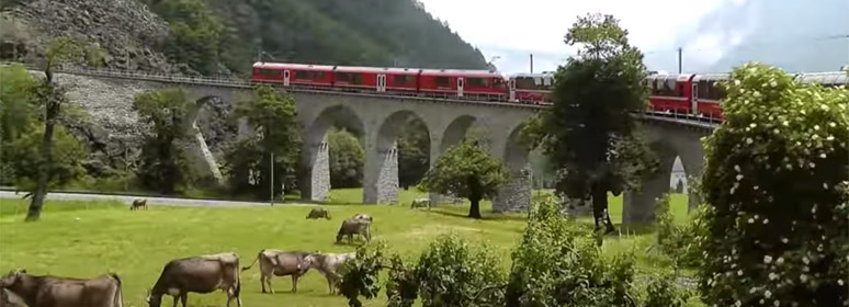 The Bernina Express on the Brusio Spiral