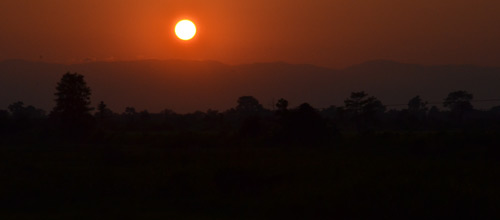 Sunset from train 33 Mandalay to Kawlin & Myitkyina