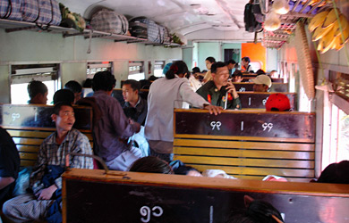 Ordinary class seats, Mandalay-Lashio train.
