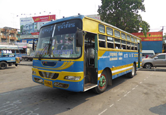 Bus from Kanchanaburi to Ban Phunamron on the Burmese border