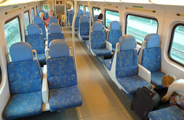 Upper deck seats in a GO Transit train