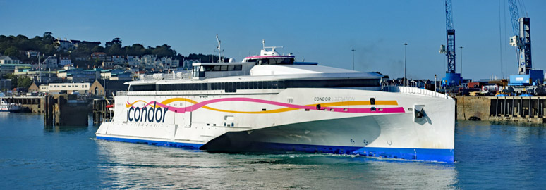 The Channel Islands ferry Condor Liberation sailing from Guernsey