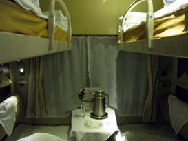 Soft class 4-berth sleeper on the train to Lhasa, Tibet
