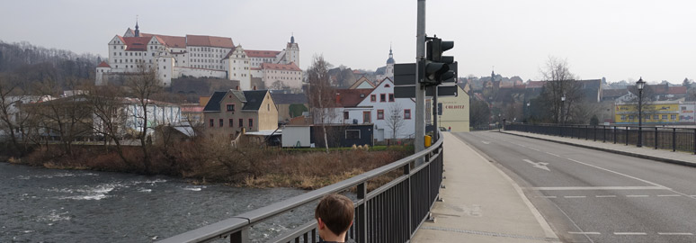 View of Colditz castle across the river Mulde