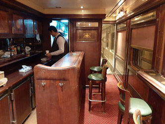 Lounge car on the Cairo to Luxor sleeper train