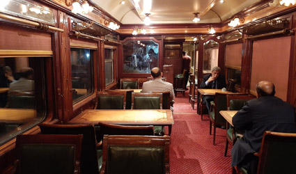 Lounge car on the Cairo-Luxor sleeper train