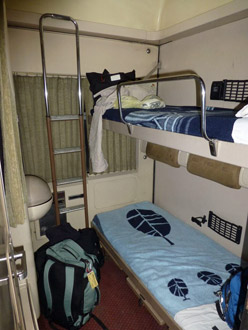 2-bed sleeper on the overnight train from Cairo to Luxor & Aswan - night mode