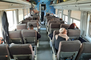 2nd class seats on a Spanish express train from Luxor to Cairo