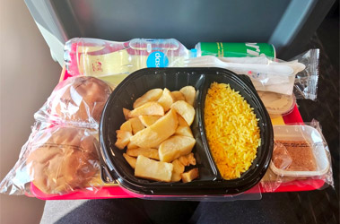 Tray meal served on Talgo train