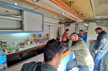Cafe counter on special express train.