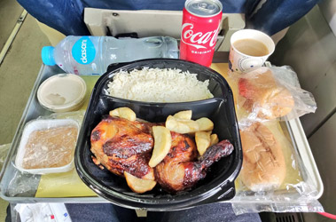 Tray meal served on a special express train
