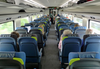 Standard class seats on a refurbished e300 Eurostar