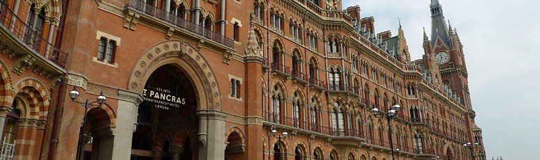 The gothic facade of London St Pancras