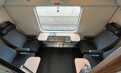 Private 4-seat compartment on a Finnish Intercity train
