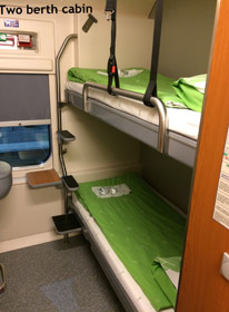 2-bed sleeper on a train from Helsinki to Rovaniemi