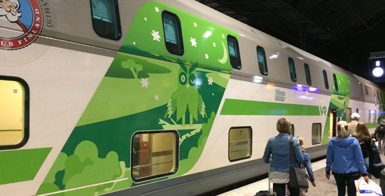 Sleeper train to Lapland boarding at Helsinki
