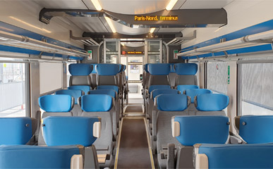 Interior of TER regional train from Calais to Paris