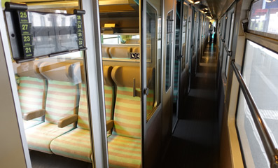 2nd class compartments on a Geneva-Lyon TER train 