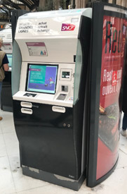 French Railways self-service ticket machine at Paris Lyon