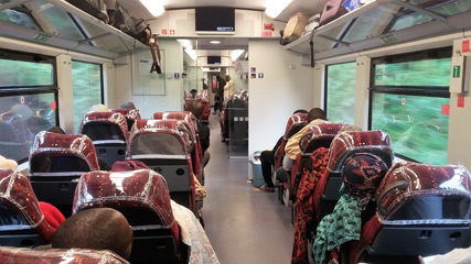 2nd class seats on the Libreville to Franceville train