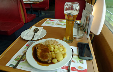 Lunch in the bistro on an ICE train