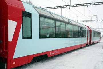 The Glacier Express train in winter