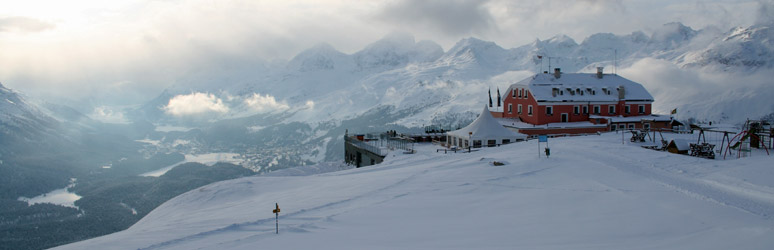 The Muottas Muragl Berghotel in winter