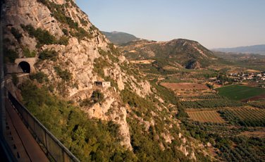 Great scenery from the train:  In the mountains between Athens and Larissa