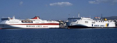 Ferries from Piraeus to Crete, seen at Heraklion