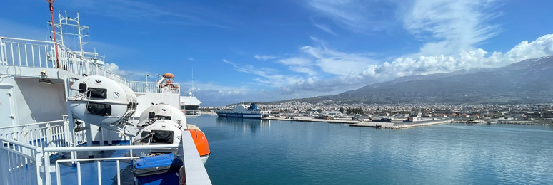 The ferry from Bari arrives at Patras