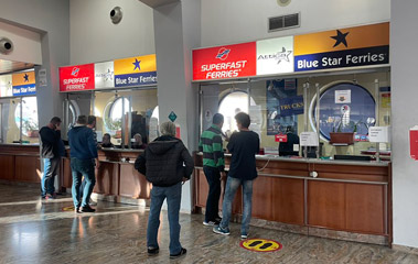 Superfast ferry check-in desk