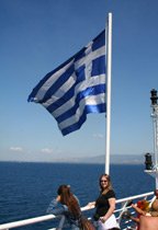 At sea crossing by ferry from Italy to Greece