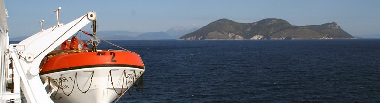 The ferry from Bari to Greece at sea