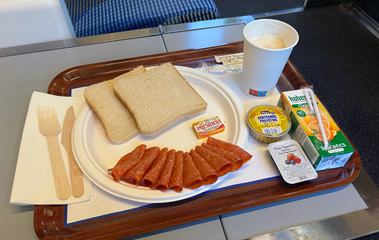 Breakfast in the Berlin to Budapest sleeper train
