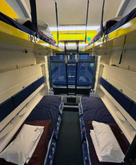4-berth couchettes on train to Budapest