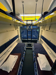 4-berth couchettes on train to Budapest